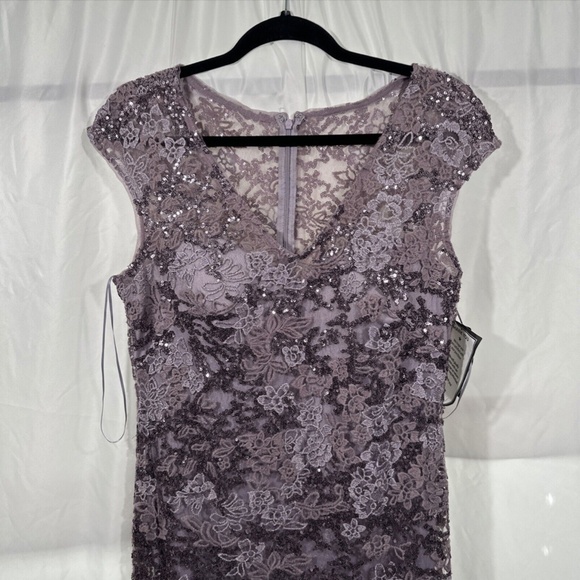 NWT $269 Alex Eveings [ 8 ] Sequin Embroidered Trumpet Gown in‎ Purple - Picture 7 of 14